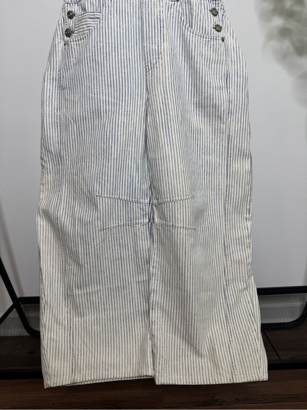 Free People We The Free Good Luck Striped Barrel Leg Overalls size S Small - Picture 5 of 12